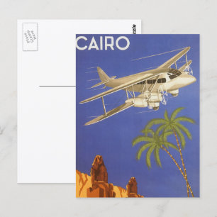 Carte Postale Voyage Vintage au Caire, Égypte, Avion Biplan