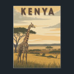 Carte Postale Voyage vintage au Kenya - Giraffe africaine<br><div class="desc">Capturez l'essence de l'aventure africaine avec cette carte postale de voyage vintage qui illustre à merveille une girafe au Kenya. Parfait pour les collectionneurs, les voyageurs et les amateurs de faune sauvage, cette carte postale apporte une touche de nostalgie et de charme exotique à votre correspondance. Idéal pour envoyer des...</div>