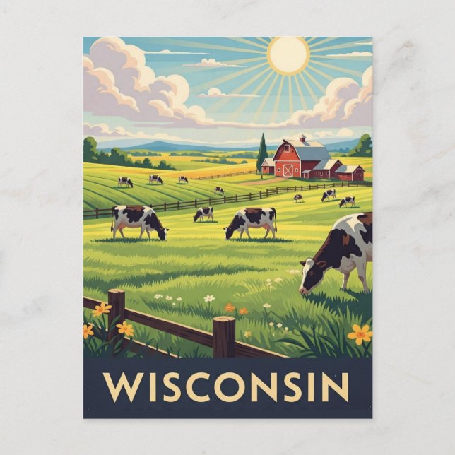 Carte Postale Voyage vintage au Wisconsin (Devant)