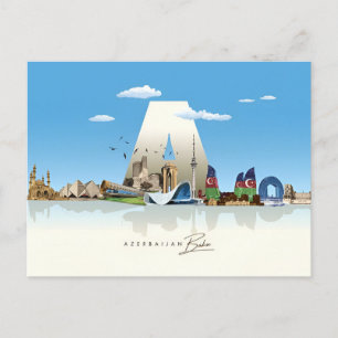 Carte Postale voyage vintage Bakou Azerbaïdjan ville Château