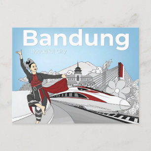 Carte Postale voyage vintage Bandung Indonésie ville de vacances