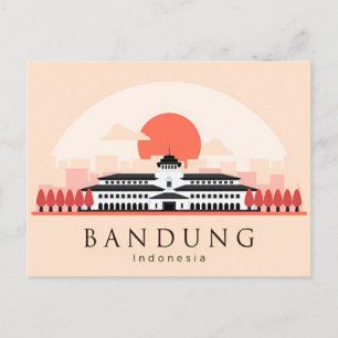 Carte Postale voyage vintage Bandung Indonésie ville de vacances