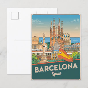 Carte Postale Voyage vintage barcelona sagrada familia cadeaux