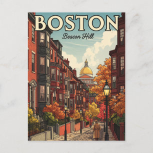 Carte Postale Voyage vintage Boston Beacon Hill