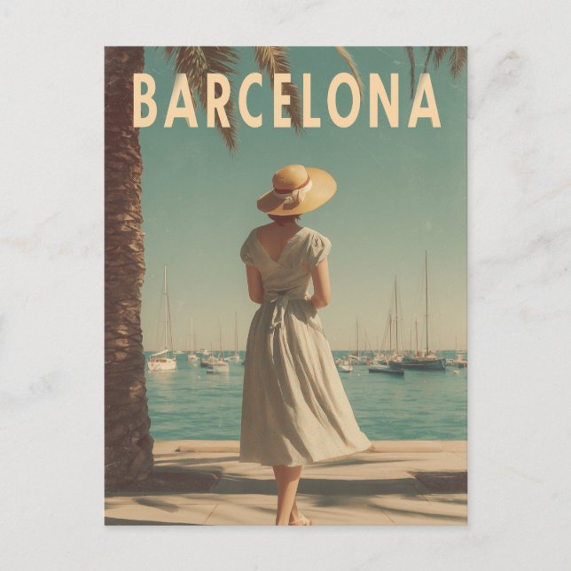 Carte Postale Voyage vintage de Barcelone (Devant)