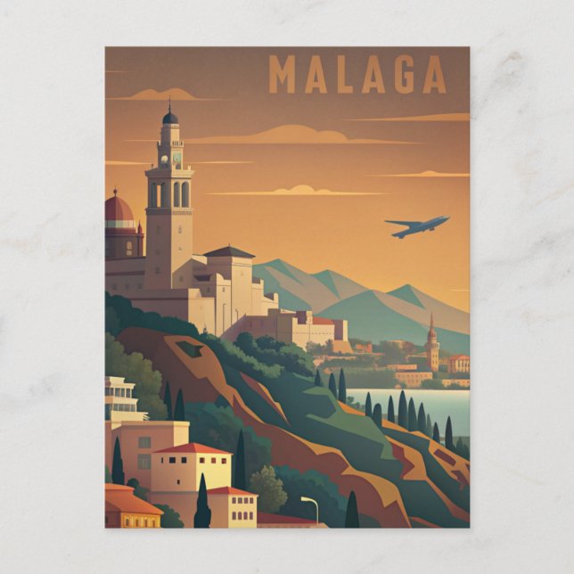 Carte Postale Voyage vintage de Malaga Espagne (Devant)