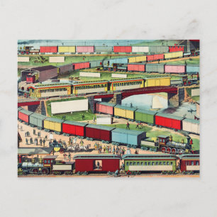 Carte Postale Voyage vintage de trains de voyageurs et de trains