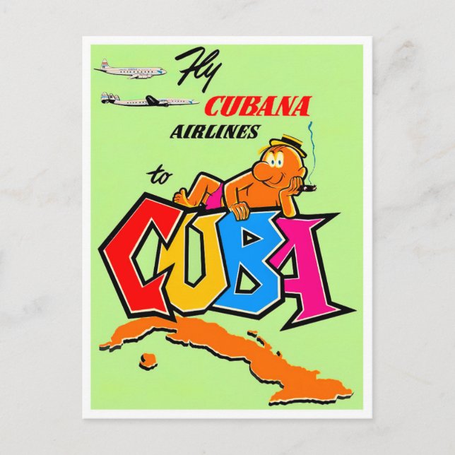 Carte postale voyage vintage de vol vers Cuba (Devant)