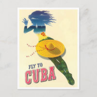 Carte postale voyage vintage de vol vers Cuba
