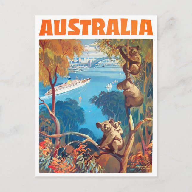 Carte Postale Voyage vintage en Australie (Devant)