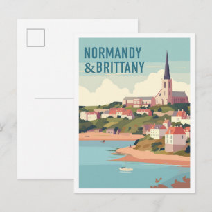 Carte Postale Voyage vintage en Normandie et Bretagne