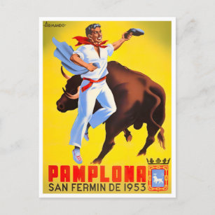 Carte Postale Voyage vintage Feria de Pamplona 1953
