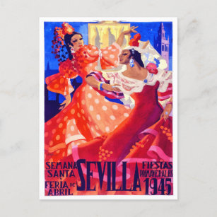 Carte Postale Voyage vintage Feria de Sevilla 1945