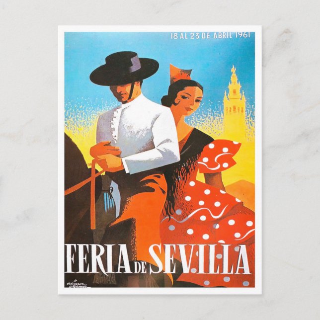 Carte Postale Voyage vintage feria de Sevilla 1961 (Devant)