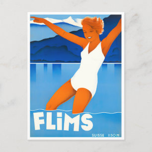 Carte postale Voyage vintage Flims Suisse