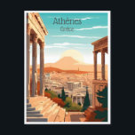 Carte Postale voyage vintage Grèce Athenes Grèce tourisme<br><div class="desc">vintage,  rétro,  voyage,  moderne,  aquarelle,  Grèce,  Athènes,  Grèce,  tourisme, </div>