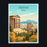Carte Postale voyage vintage Grèce Athenes Grèce tourisme<br><div class="desc">vintage,  rétro,  voyage,  moderne,  aquarelle,  Grèce,  Athènes,  Grèce,  tourisme, </div>
