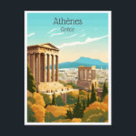 Carte Postale voyage vintage Grèce Athenes Grèce tourisme<br><div class="desc">vintage,  rétro,  voyage,  moderne,  aquarelle,  Grèce,  Athènes,  Grèce,  tourisme, </div>