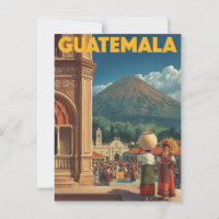 Voyage vintage Guatemala Market Volcano
