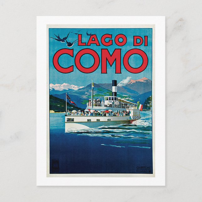 Carte Postale Voyage vintage Lago di Como (Devant)