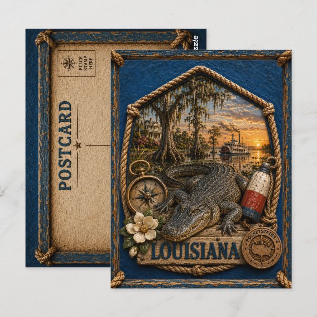 Carte Postale Voyage Vintage Louisiane (Devant / Derrière)