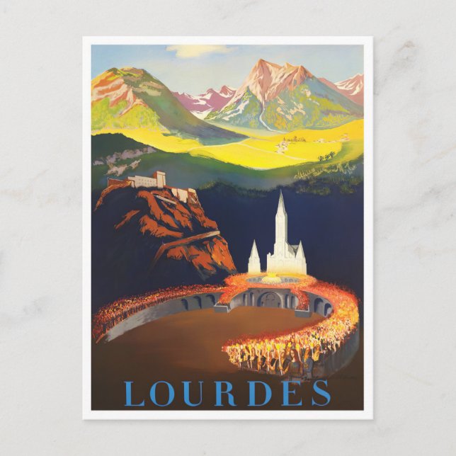 Carte Postale Voyage vintage Lourdes France (Devant)