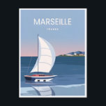Carte Postale voyage vintage Marseille France tourisme rétro<br><div class="desc">vintage,  rétro,  voyage,  moderne,  aquarelle,  Marseille,  France,  Château Saint Jean,  tourisme,  ville, </div>