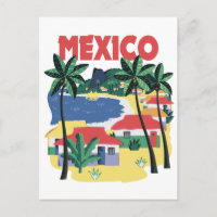 Voyage vintage Mexique avec scène de plage