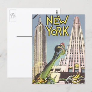 Carte Postale Voyage Vintage, Monuments Célèbres de New York Cit