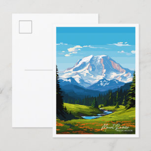 Carte Postale Voyage vintage Mount Rainier Washington USA