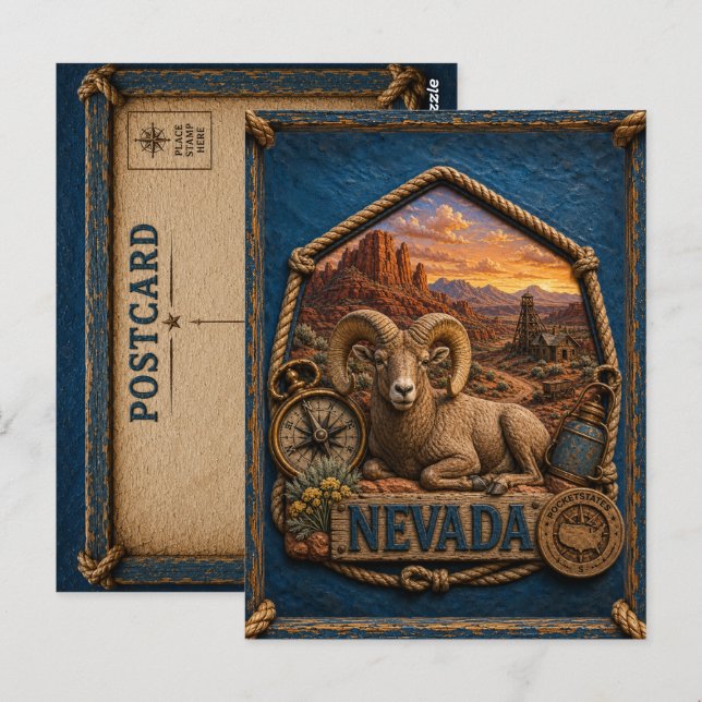Carte Postale Voyage Vintage Nevada (Devant / Derrière)