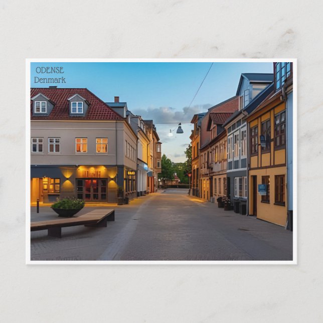Carte Postale voyage vintage Odense Danemark maisons (Devant)