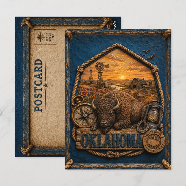 Carte Postale Voyage Vintage Oklahoma (Devant / Derrière)