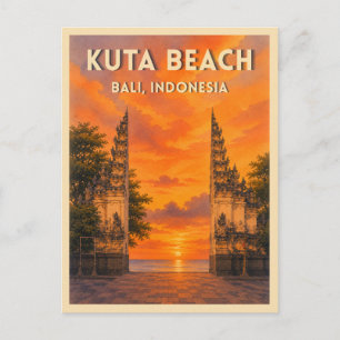 Carte Postale Voyage vintage plage de Kuta coucher de soleil Bal