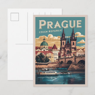 Carte Postale voyage vintage prague république tchèque cadeaux,