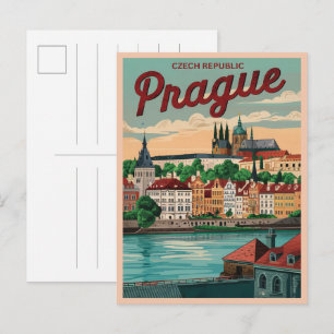 Carte Postale voyage vintage prague ville république tchèque cad