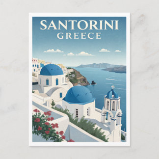 Carte Postale Voyage Vintage Santorin