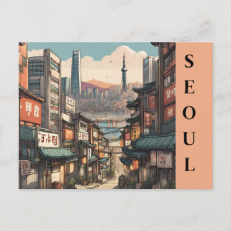 Carte Postale Voyage Vintage Séoul Corée du Sud asiatique Citysc