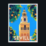 Carte Postale voyage vintage Séville Espagne Séville tourisme de<br><div class="desc">vintage,  rétro,  voyage,  moderne,  aquarelle,  Séville,  Espagne,  Séville,  tourisme,  ville, </div>