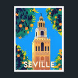 Carte Postale voyage vintage Séville Espagne Séville tourisme de<br><div class="desc">vintage,  rétro,  voyage,  moderne,  aquarelle,  Séville,  Espagne,  Séville,  tourisme,  ville, </div>