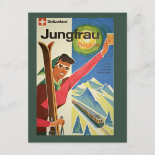 Carte postale Voyage vintage Ski en Suisse