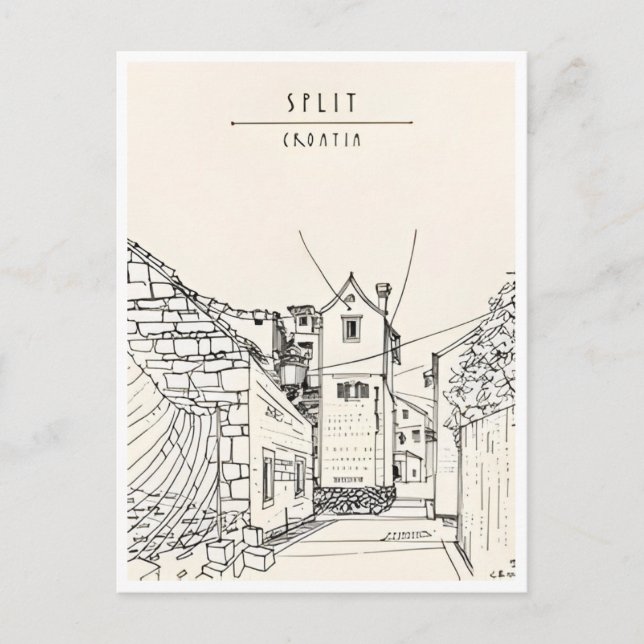 Carte Postale voyage vintage Split Croatie tourisme rétro (Devant)