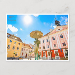 Carte Postale voyage vintage Tartu Estonie watercolor