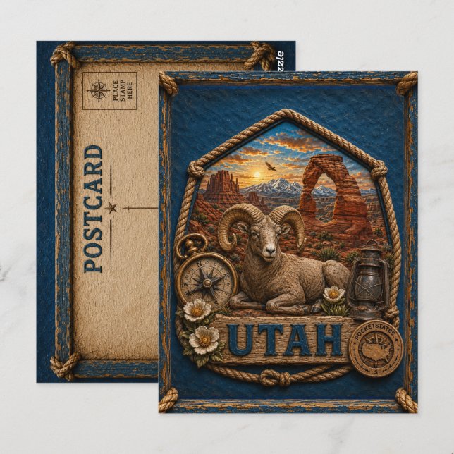 Carte Postale Voyage Vintage Utah (Devant / Derrière)