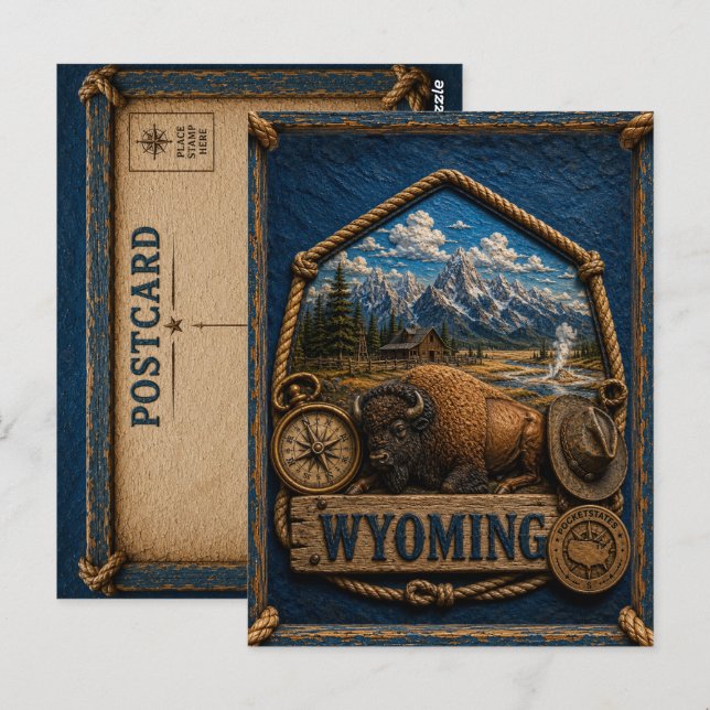 Carte Postale Voyage Vintage Wyoming (Devant / Derrière)