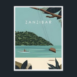 Carte Postale Voyage Vintage Zanzibar Tanzanie Afrique Lac<br><div class="desc">vintage,  rétro,  voyage,  moderne,  aquarelle,  classique,  Mont Kilimandjaro,  Tanzanie,  Afrique,  Zanzibar, </div>