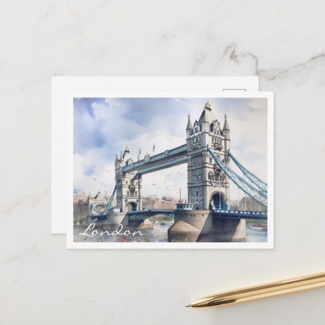 Carte postale Voyage Watercolor (Devant/Arrière en situation)