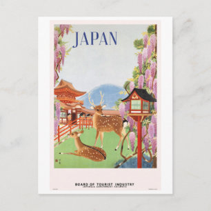 Carte Postale Voyager au Japon en train Vintage