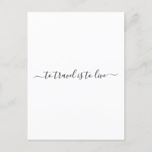 Carte Postale Voyager, c'est vivre - Citation de voyage simple