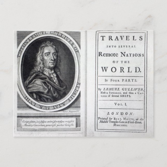 Carte Postale 'Voyages de Gulliver' par Jonathan Swift, 1726 (Devant)